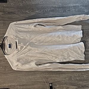 J.Crew waffle cream colored 1/4 button up henley- Medium